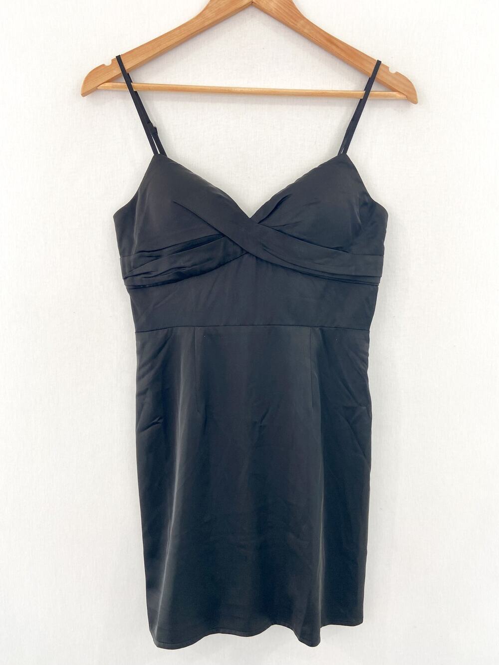 Lulu's Women's Satin Little Black Dress sz Small Sexy Date Night Mini Dress LBD